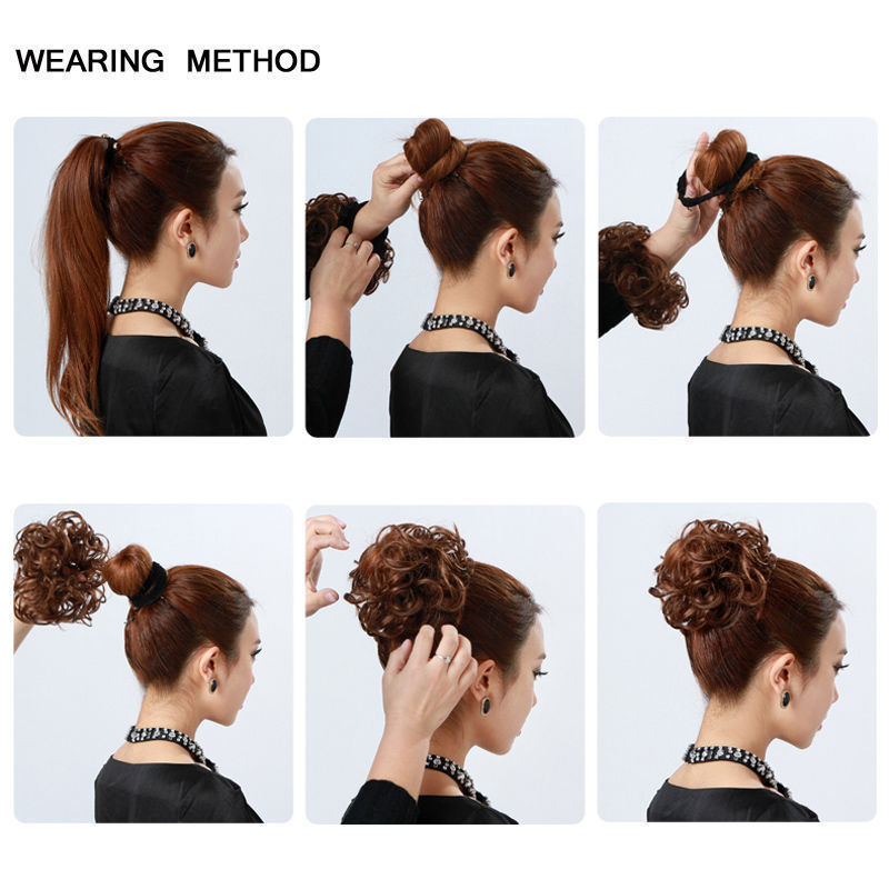 Real Soft Curly Messy Bun Hair Piece Scrunchie 100% Natural Hair Extensions US