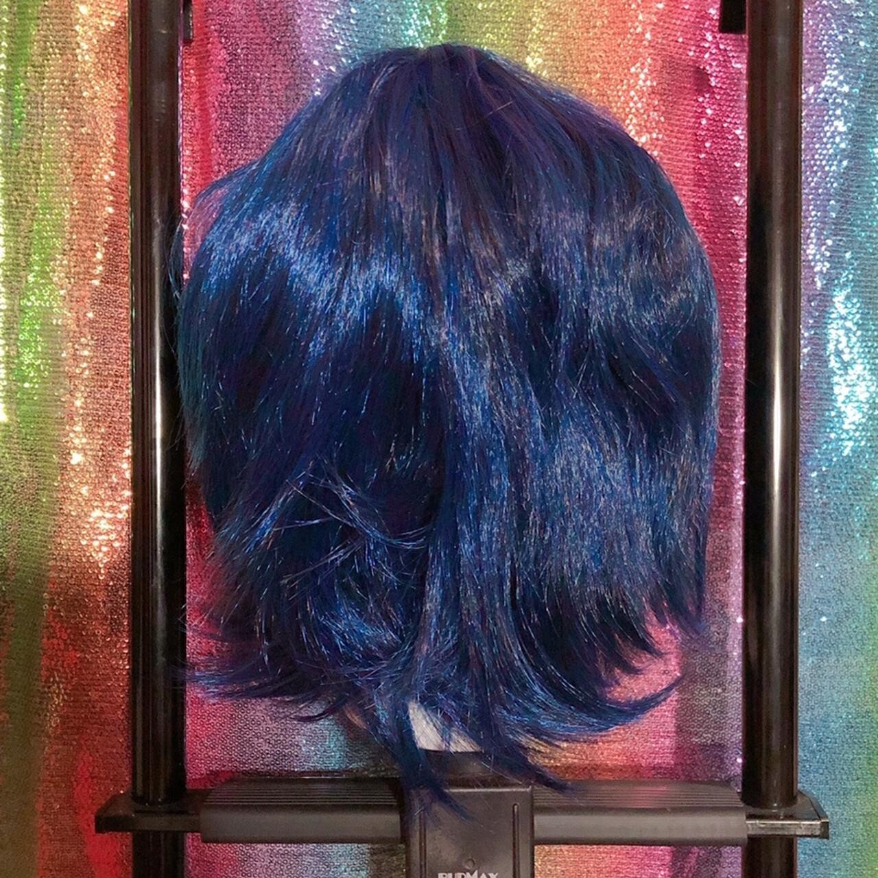 HEAT RESISTANT Dark Blue Black Fusion EPIC COSPLAY Short Wig SHIPS FAST from USA