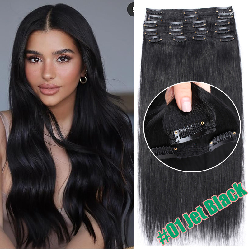 150G Extra Thick Clip In Real Human Hair Extensions Full Head Double Weft Blonde