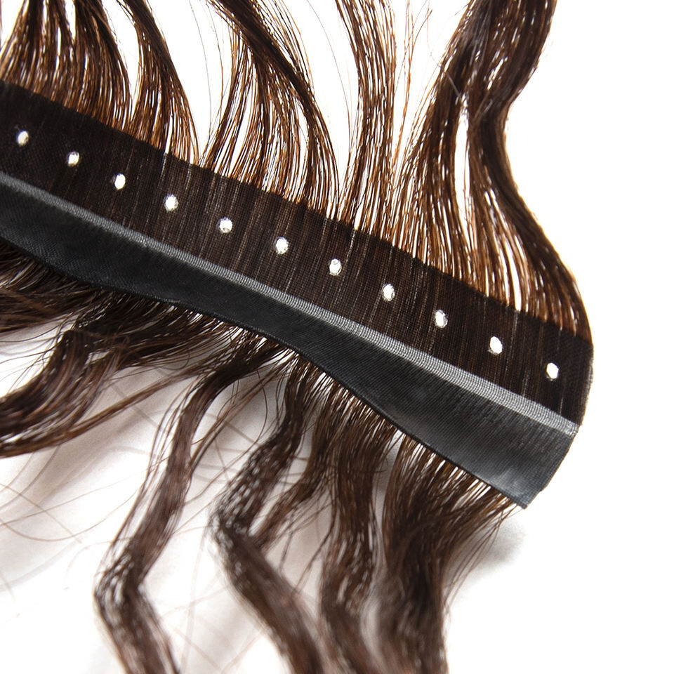 22″ Curly Wavy invisible Russian Hole Weft 100% Human Hair Extensions 100g
