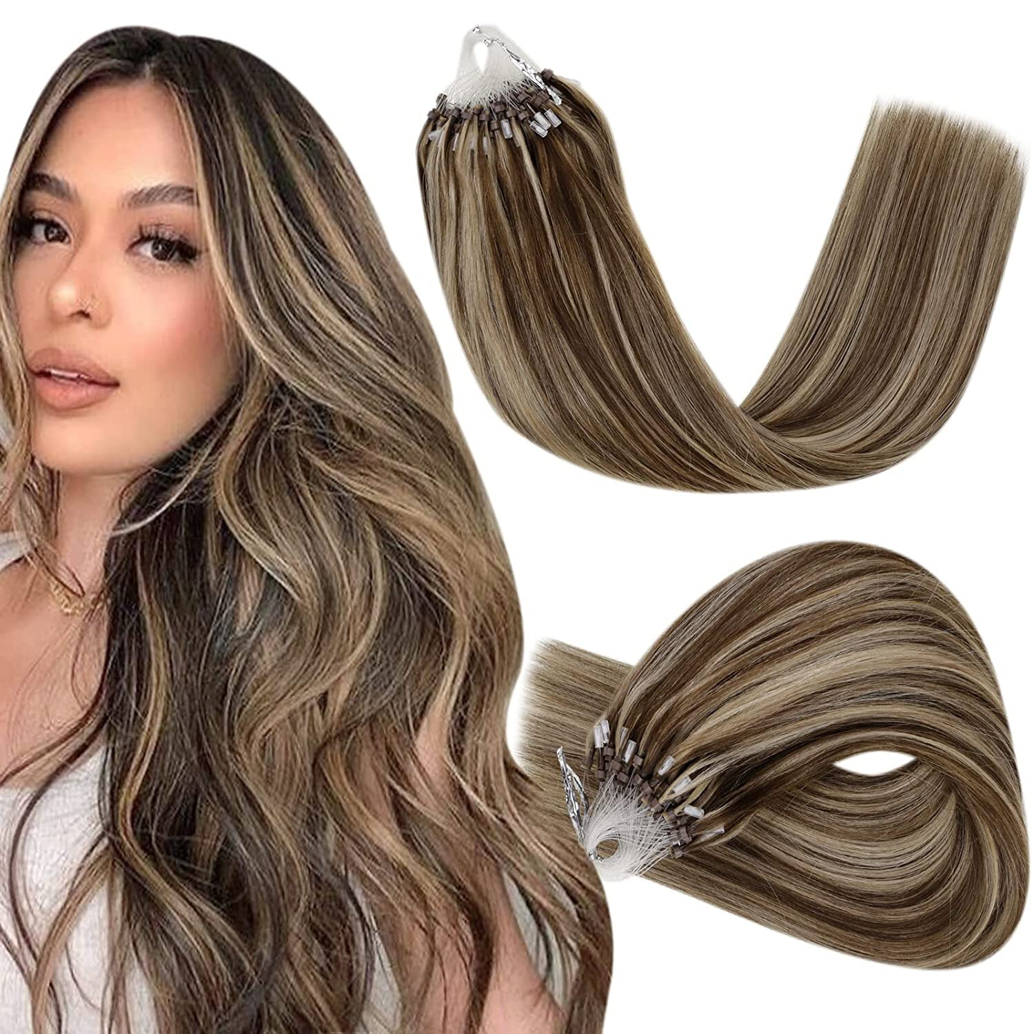 Micro Ring Loop Hair Extensions Real Human Hair Micro Beads Link Thick Remy Hair
