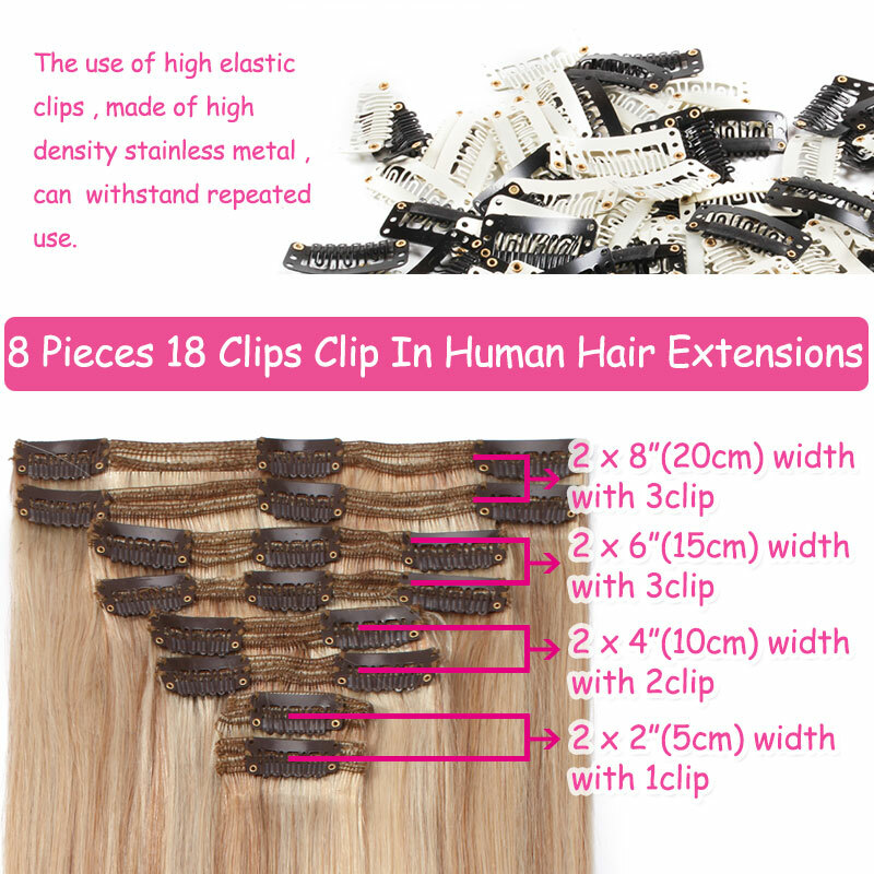 Extra Thick Double Weft Clip In Weave Remy Human Hair Extensions Full Head Brown