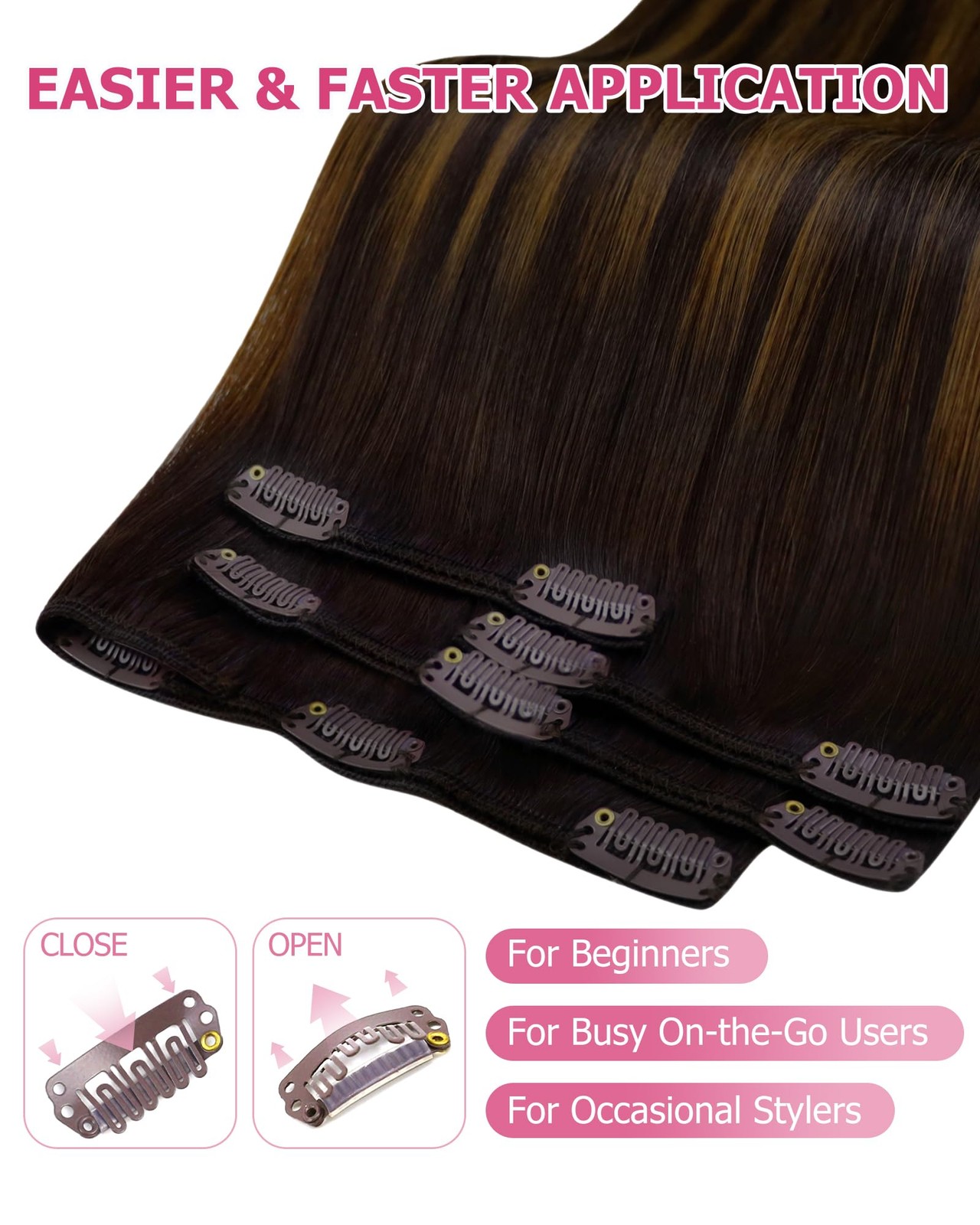 Clip in Human Hair Extensions 20″ Balayage 100g Real Remy – For Volume
