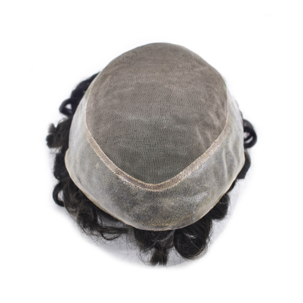 Curly Toupee for Black Men Human Hair System Fine Mono Poly Mens Wigs 20MM 25MM