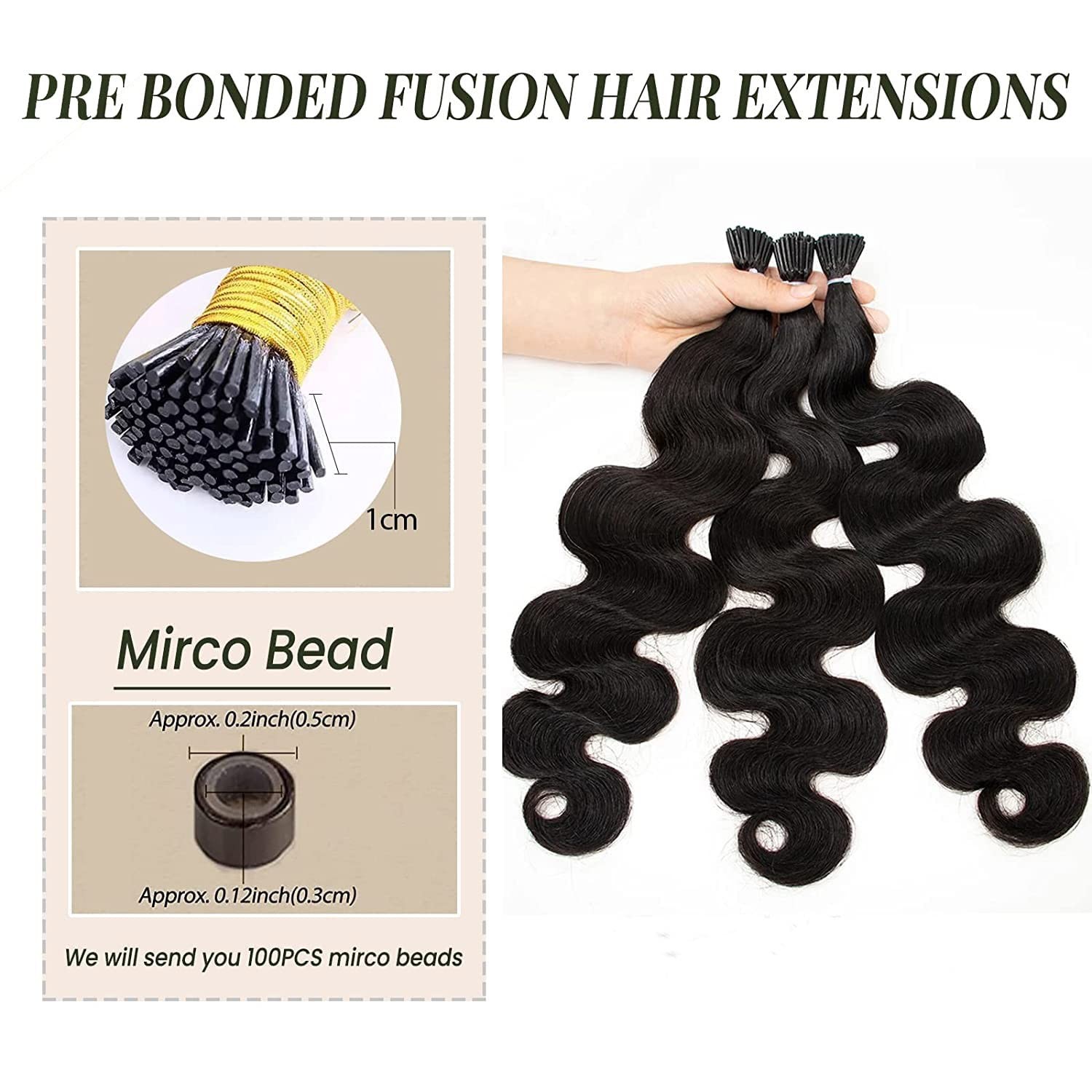 Smartinnov I Tips Body Wave Microlink Human Hair Extensions 26 Inch Brazilian