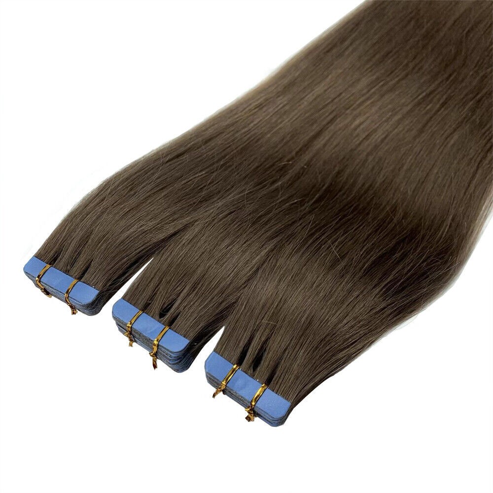 Tape In 100% Real Remy Human Hair Extensions Skin Weft Thick Full Head Ombre 40p