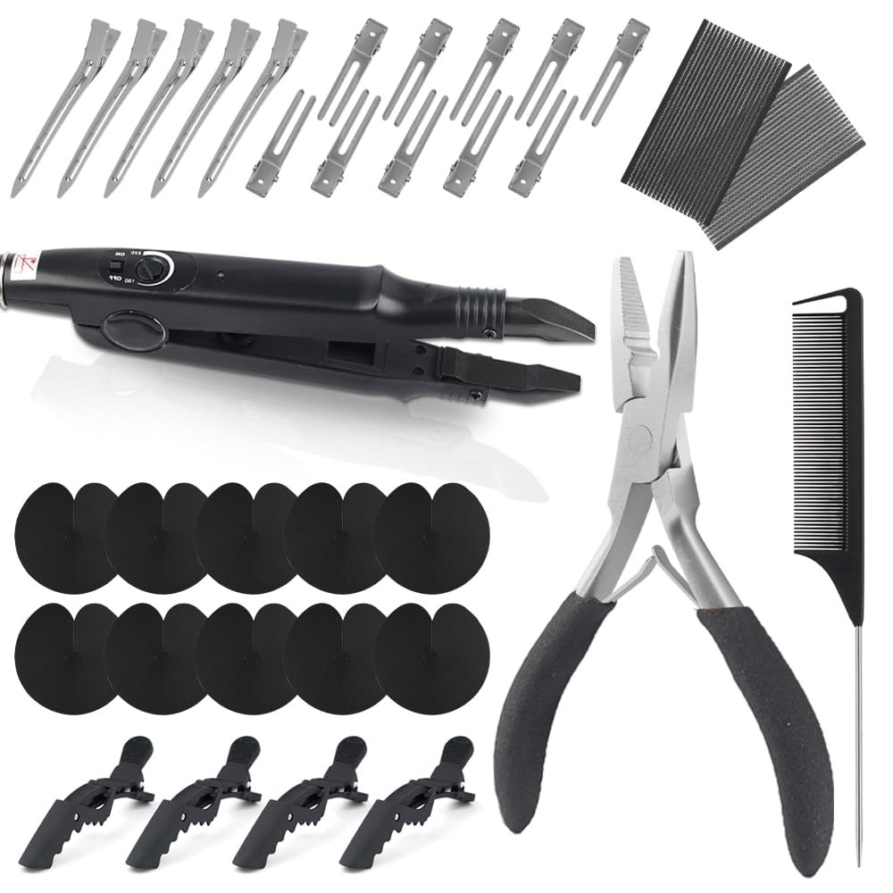Hair Extension Connector Kit Keratin Bonding Iron 10Pcs Fusion Heat Shield K …