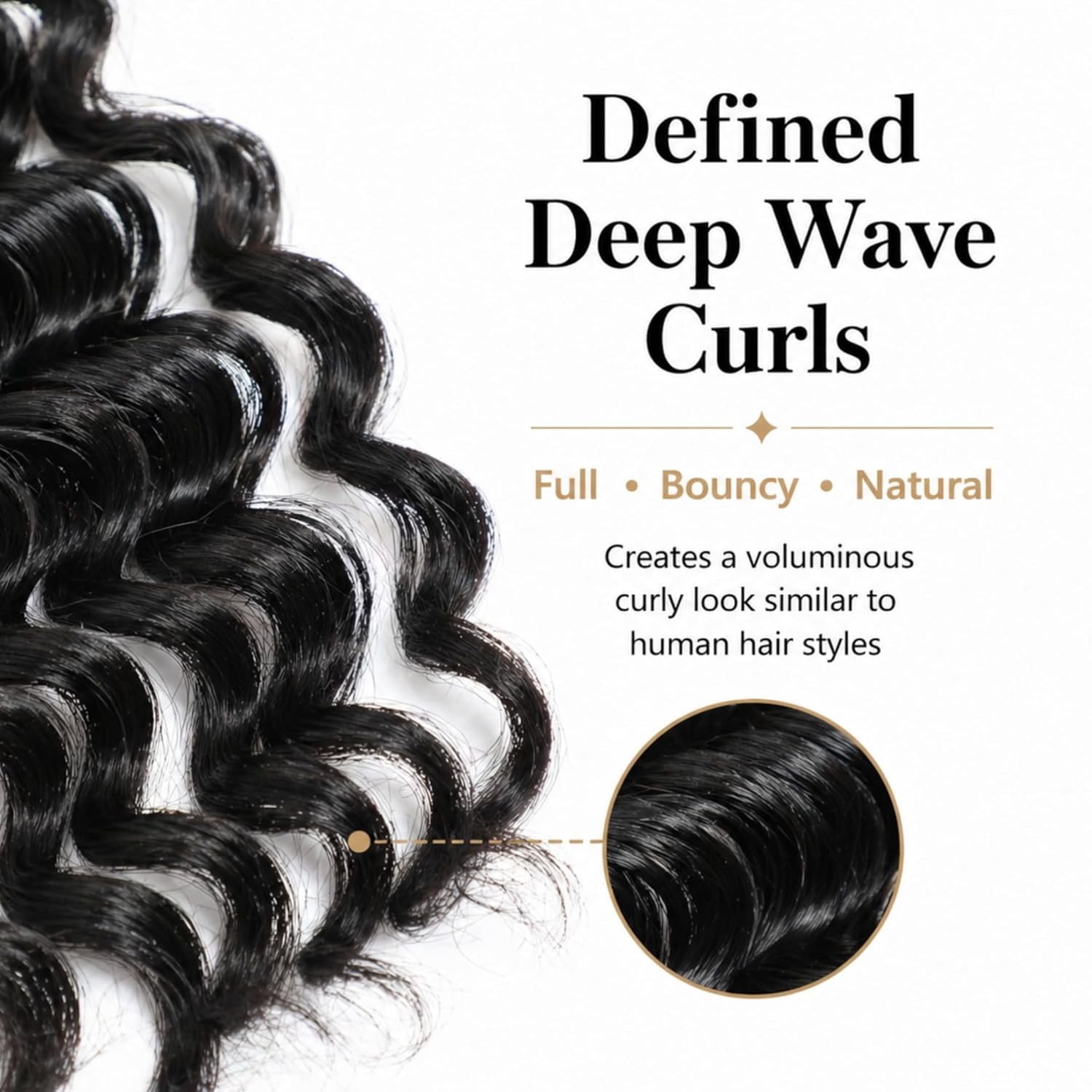 Miracle Knots Hair Deep Wave Texture, 120g 100 Strands Synthetic Fiber Feather C