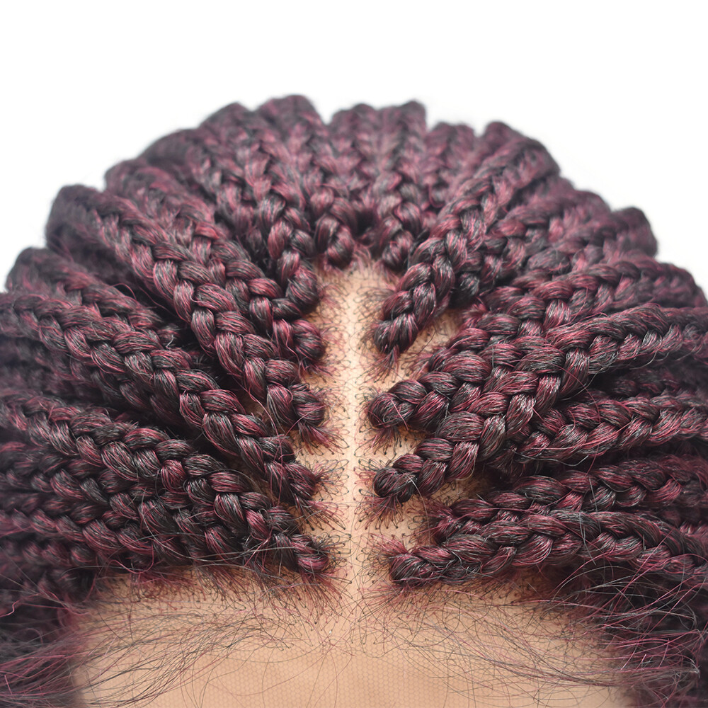 Swiss Lace Front Box Braids Cornrow Short Wig with Baby Hair for Black Women US