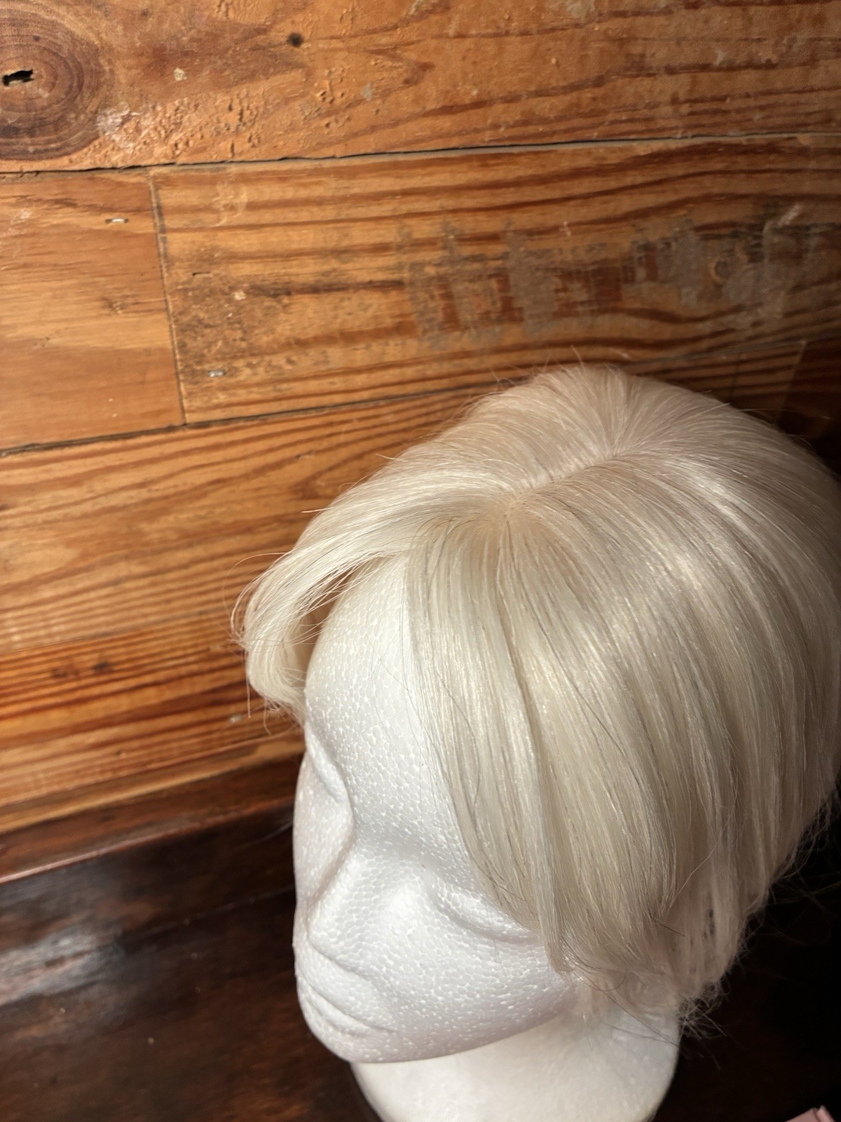 Flufymooz 100% Human Hair Toppers, 12” w/ Bangs, Silver While Platinum Blonde