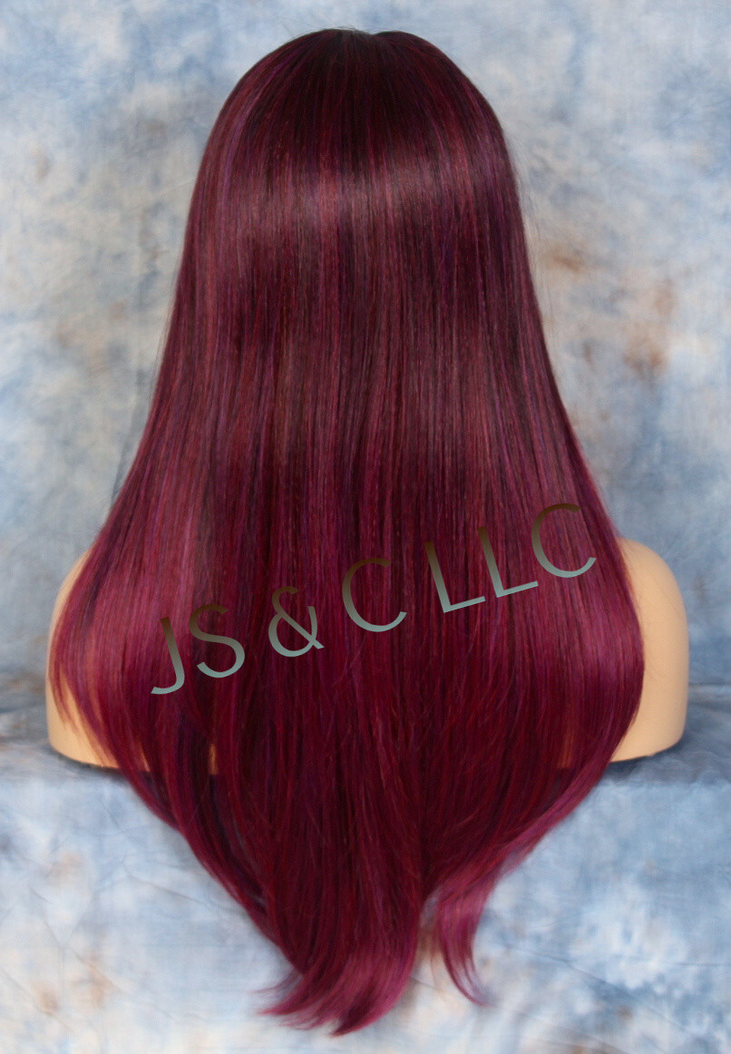 Long Straight Human Hair Blend Mono Top Lace Front Wig Sangaria WBDL