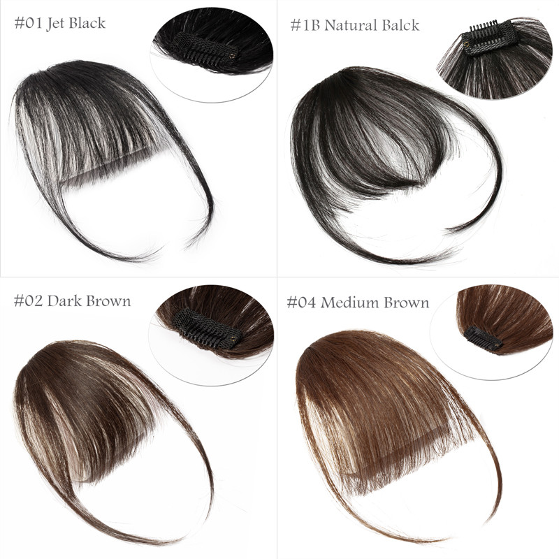 Invisible Clip In Thin Bangs Fringes 100% Real Remy Human Hair Extension US Ship
