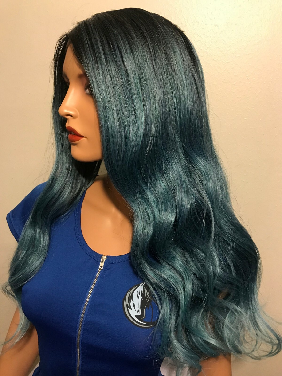 NWT SIS 360 Lace Free Part Remy Fiber Multi Color Long Wavy Lace Front Wig