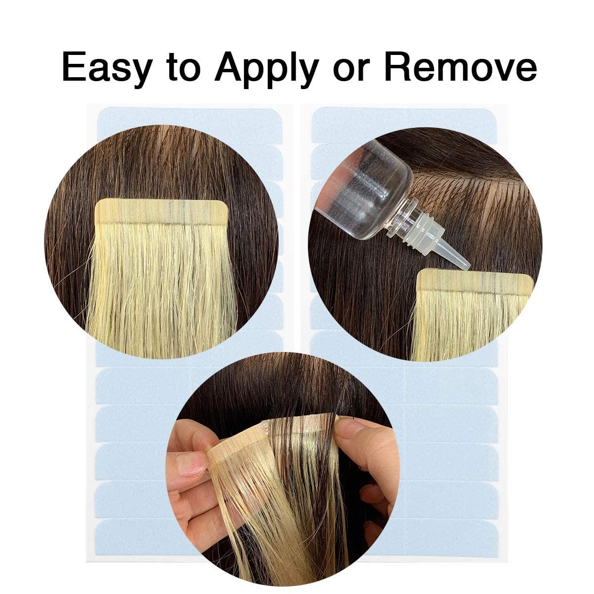 60 Pieces Hair Extensions Tape, Blue Tape in Replacement 4×0.8cm Double-Sided…