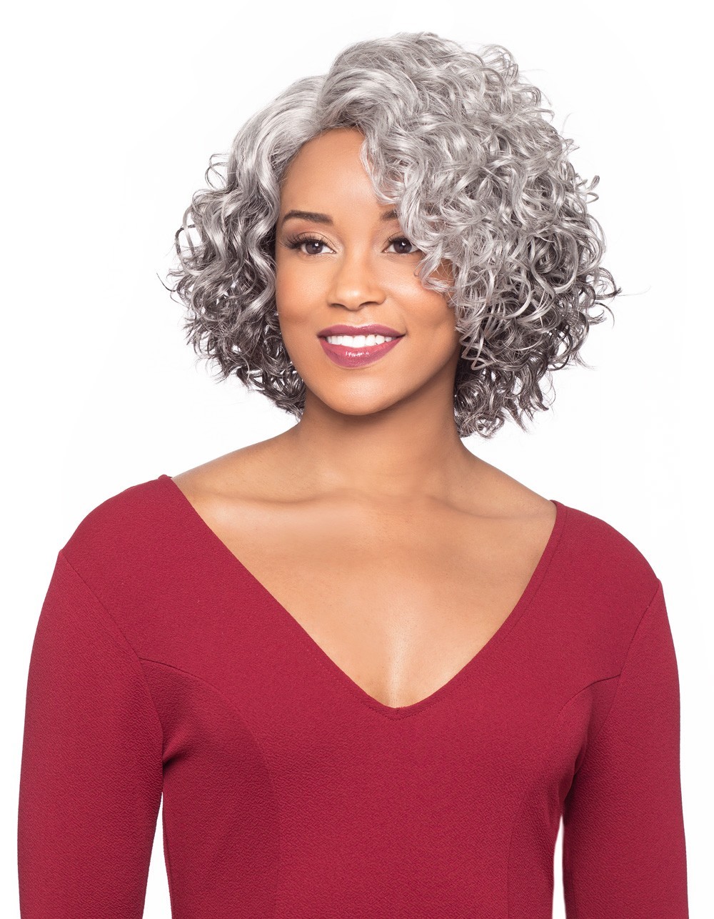 Foxy Silver MARTINA Wig, Stylish and Natural-Looking Synthetic Wig, Curly J-Part