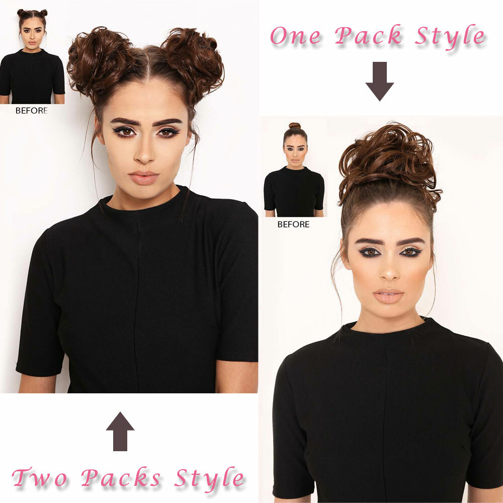 Real Thick Curly Messy Bun Updo Hair Piece Scrunchie AS Human Hair Extensions US