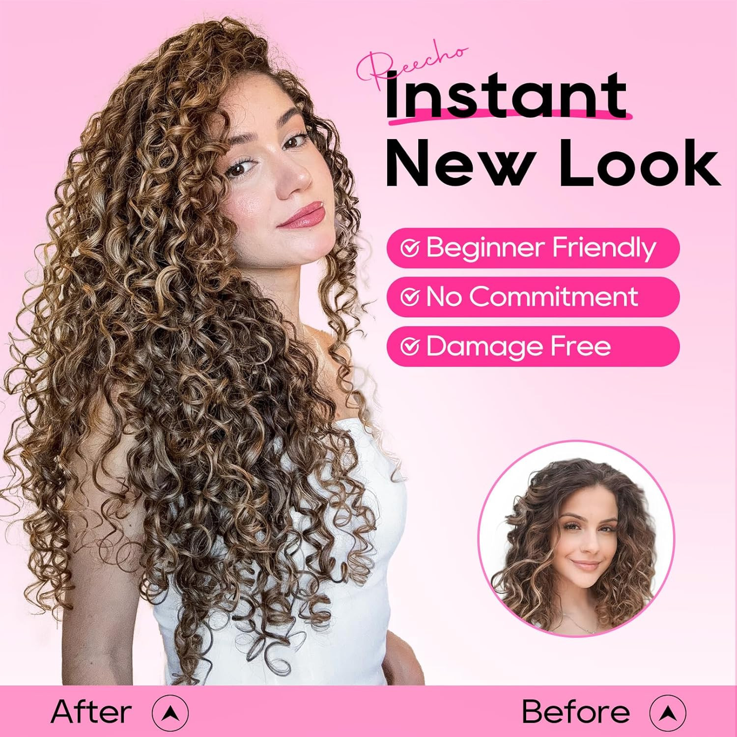 Curly Hair Extensions – 4PCS 18″ Gogo Curly Clip in Hair Extensions 100% Super P