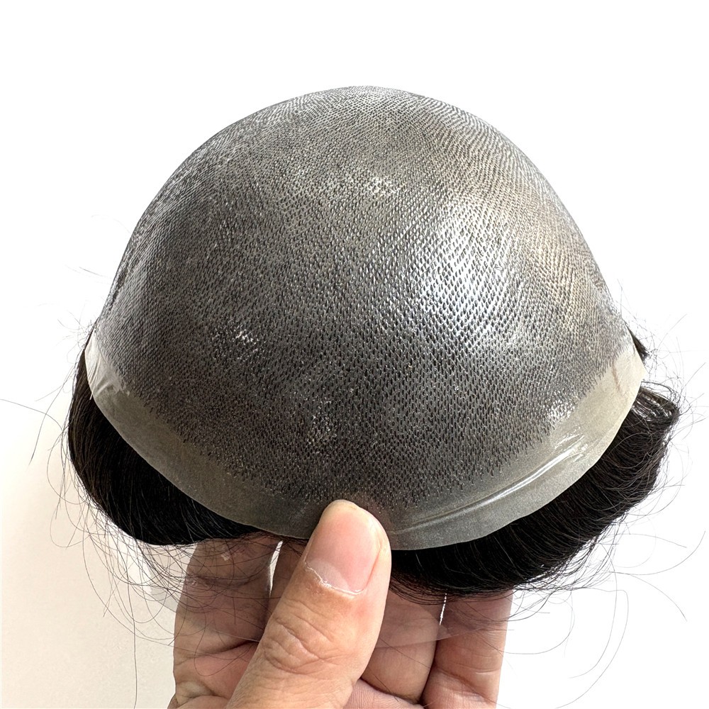 #1B Human Hair Toupee for Men Thin Skin 0.10mm Full PU Hair Replacement System