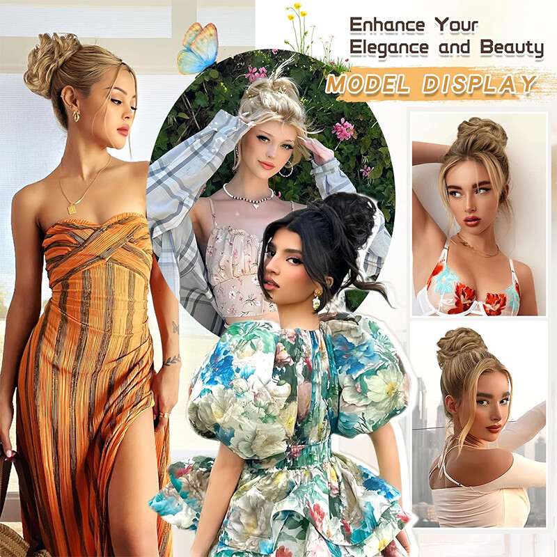 Natural As Human Hair Messy Bun Ponytail Extensions Curly Scrunchie Updo Chignon