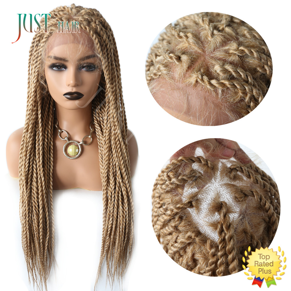 Black Braided Lace Box Braids Wig Synthetic Twist Cornrow Baby Hair for Women US