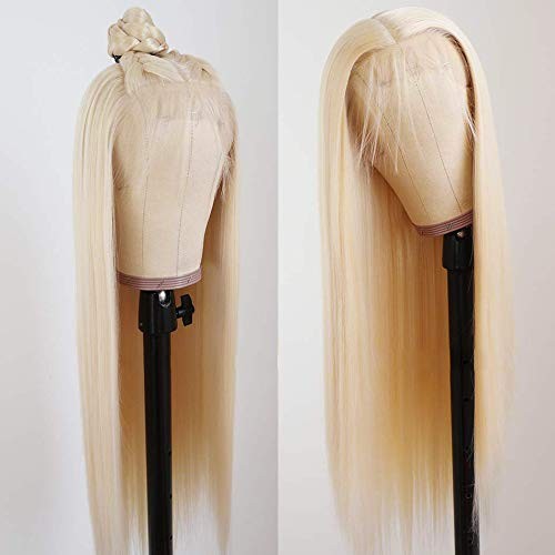 Blonde Lace Front Wig Human Hair Pre Plucked Bleached Hair Knots 13×6 Straigh…