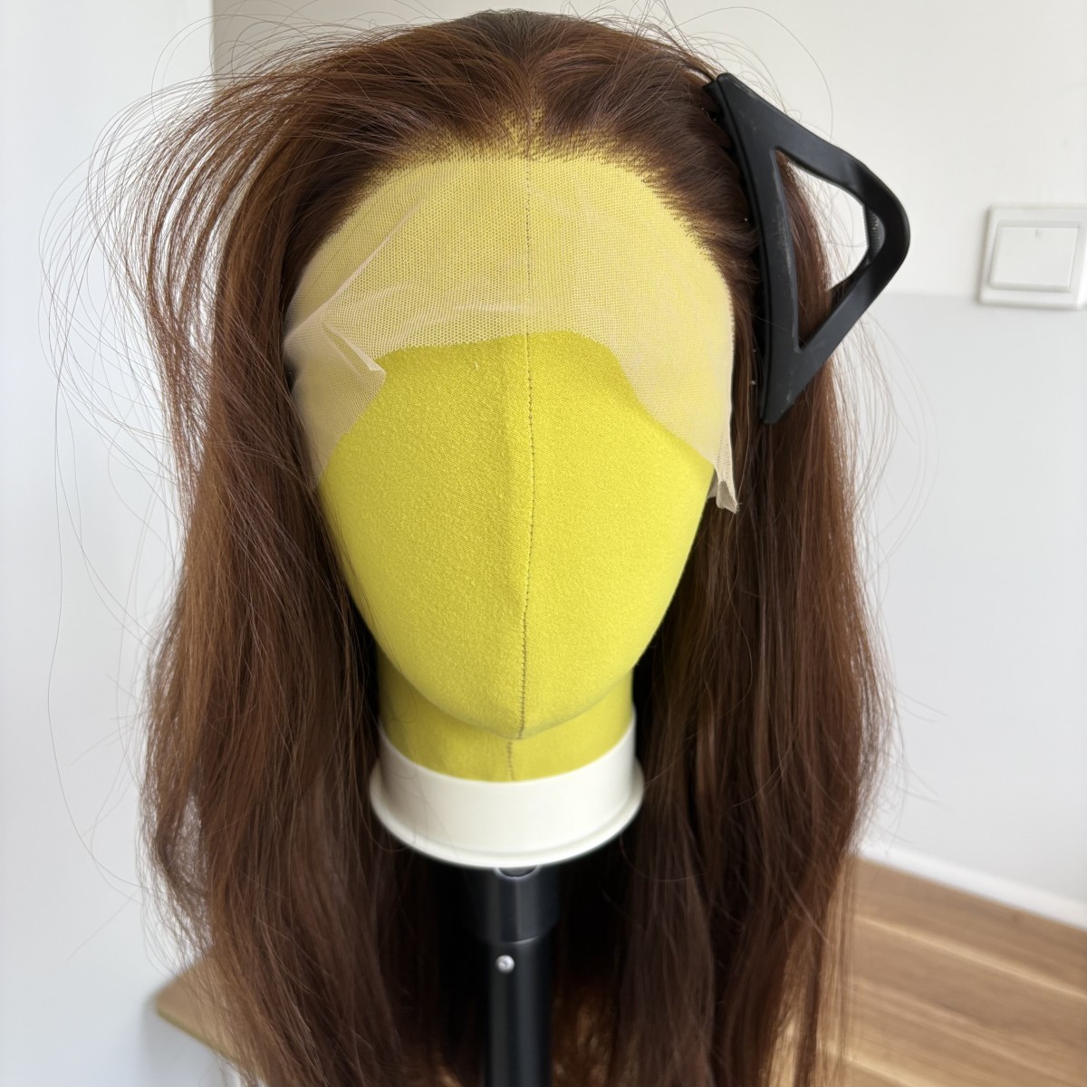 Heat Resistant Synthetic Hair Choc Brown Long Straight Frontal Lace Wig