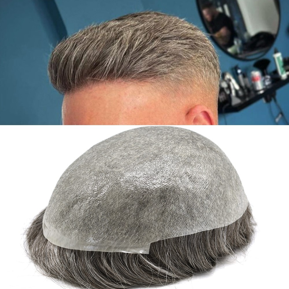 Invisible Ultra Thin Skin Mens Toupee Hair Replacement Poly Hairpiece PU Systems