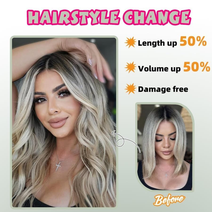 20″ 110g Clip-in Hair Extensions, Real Remy Human Hair, Soft & Natural Red, 7Pcs