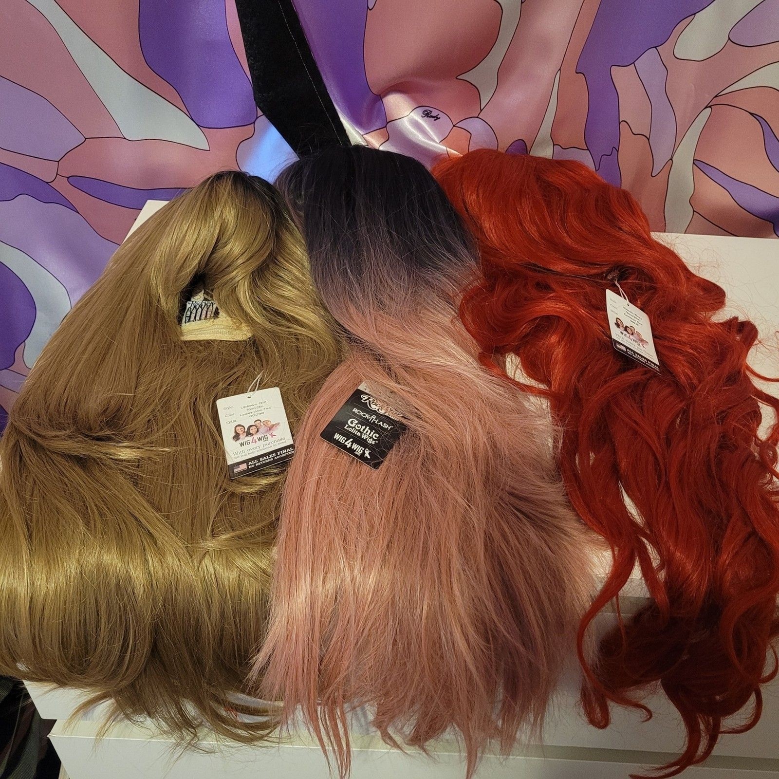 Cosplay Rockstar Wigs lot of 3 Drag Queen Costume Halloween Ariel Mermaid Disney