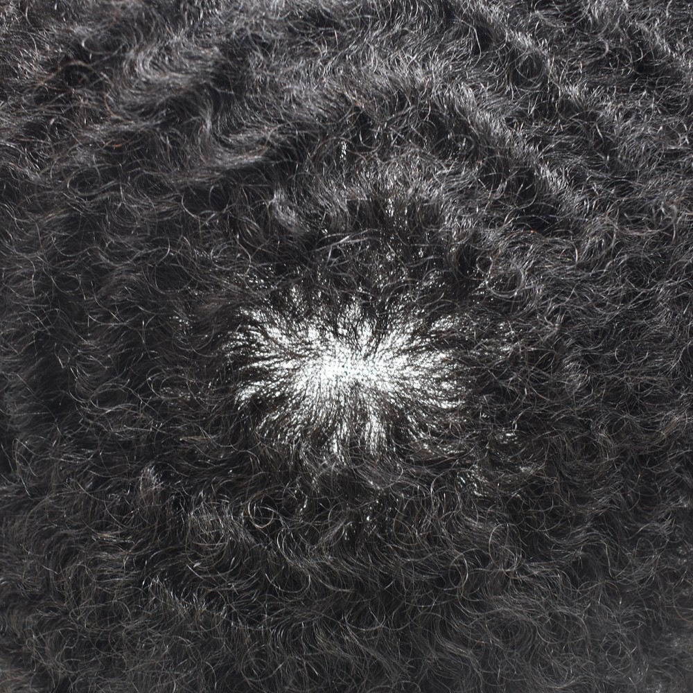 Full Lace Afro Curl Mens Toupee African American Human Black Hair Curly Systems