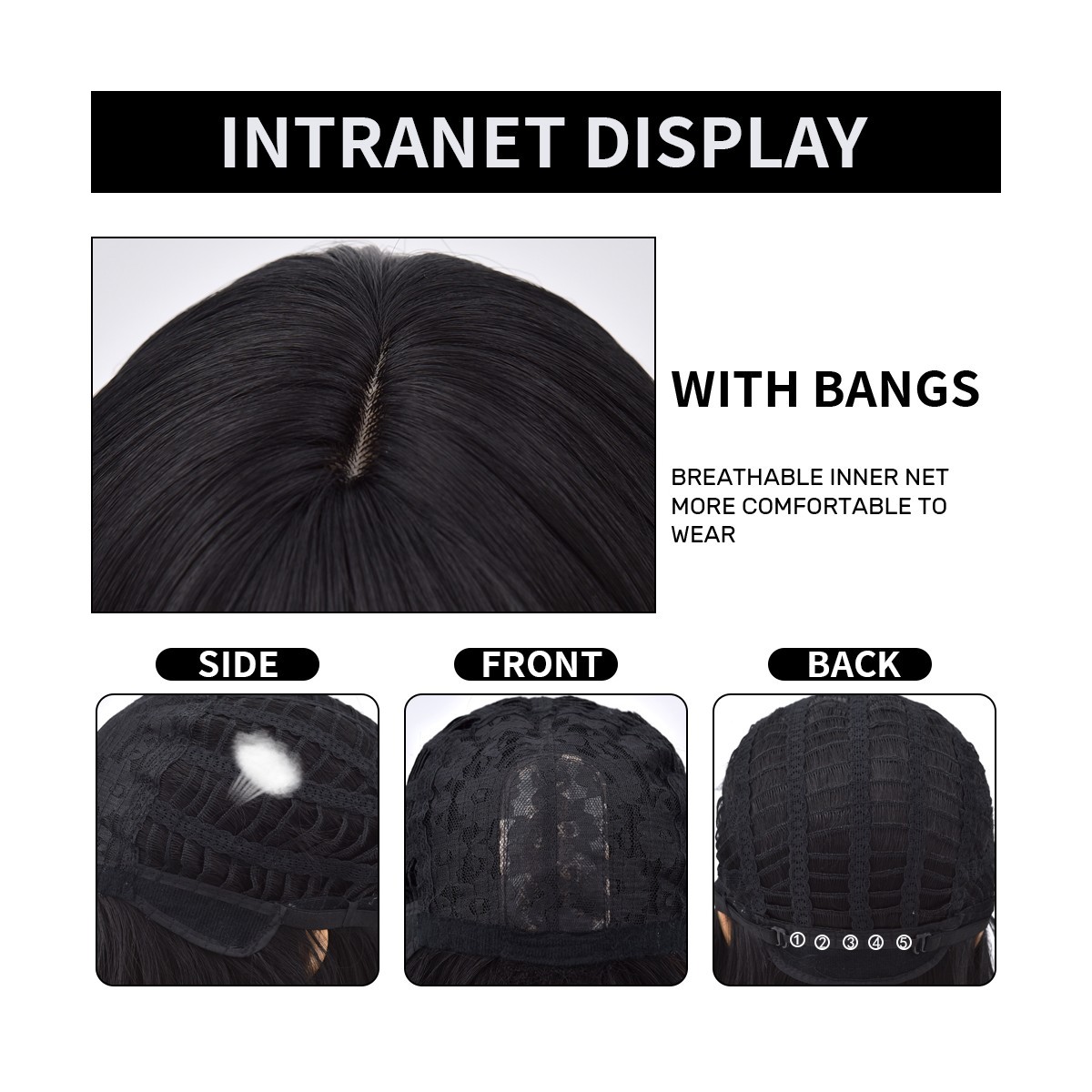 Long Wavy Dress Up Wig With Fringe Black Heat Resistant Synthetic Hair