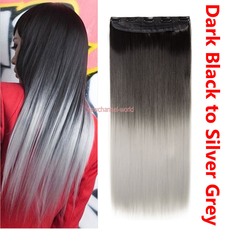 One Piece(5 Clips) Clip in Hair Extensions Full Head Balayage Curly Hairpiece US