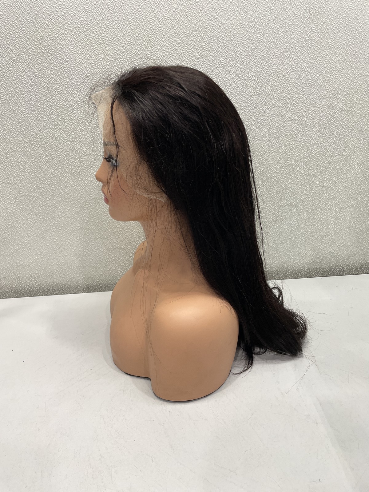 Natural Black Straight Human Hair Blend 13X4 Lace Front 180% Density Wig, 18″