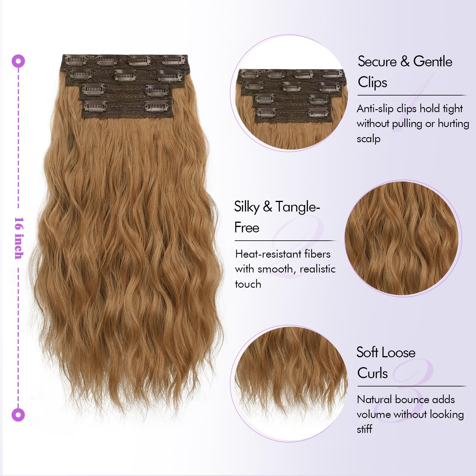 Sofeiyan Light Auburn Hair Extensions 16 Inch Clip In Hair Extensions 4Pcs