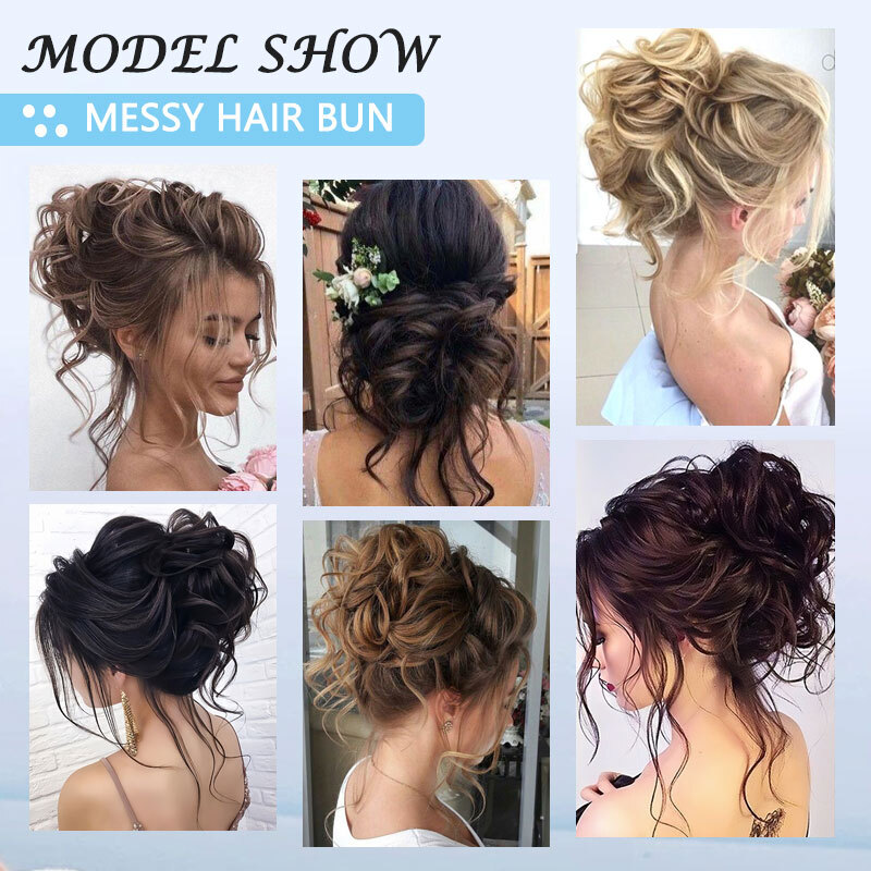Real THICK Messy Curly Hair Bun Chignon Claw Clip Ponytail Scrunchie Extensions