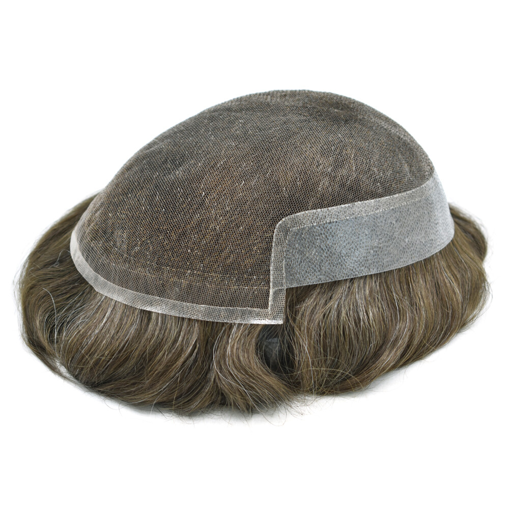 US French Lace Front Mens Toupee Poly Pu Hairpiece Replacement Systems BX2