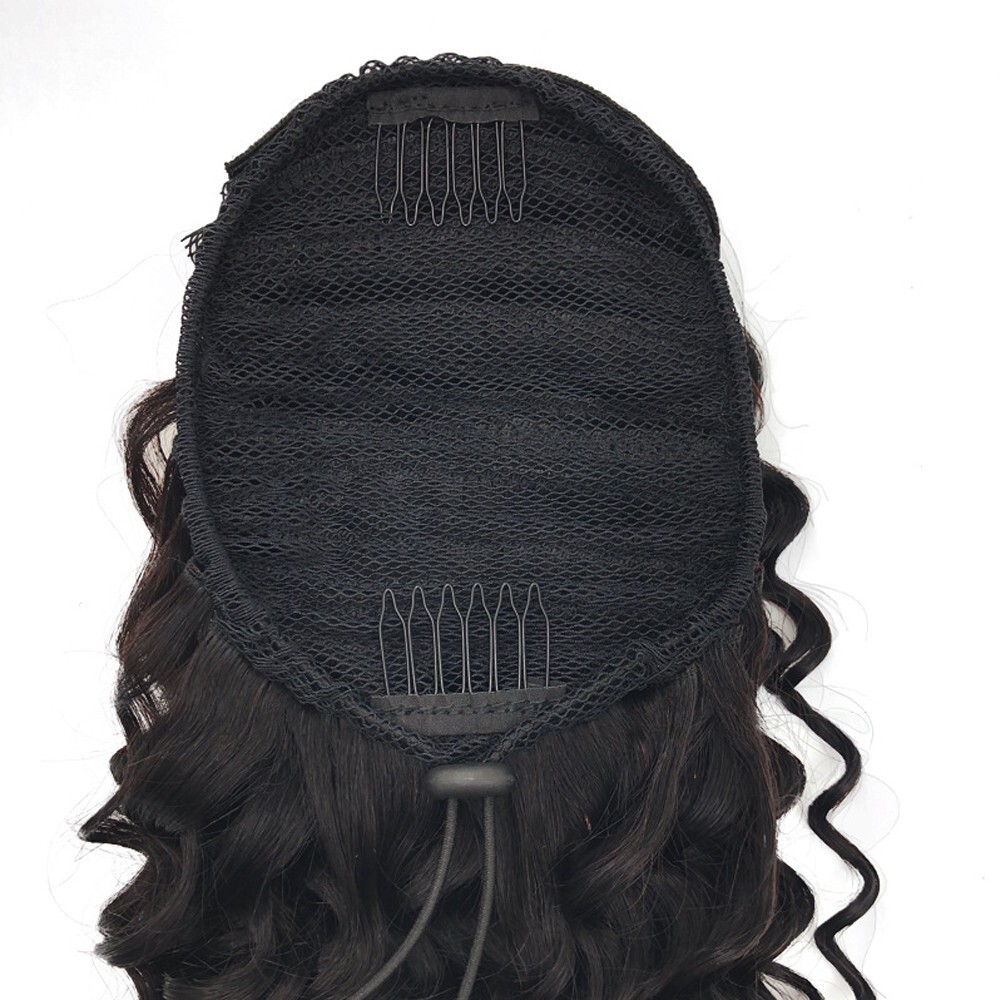 Brazilian Virgin Human Hair Drawsting Ponytails Deep Wave Curly Hair Ponytails
