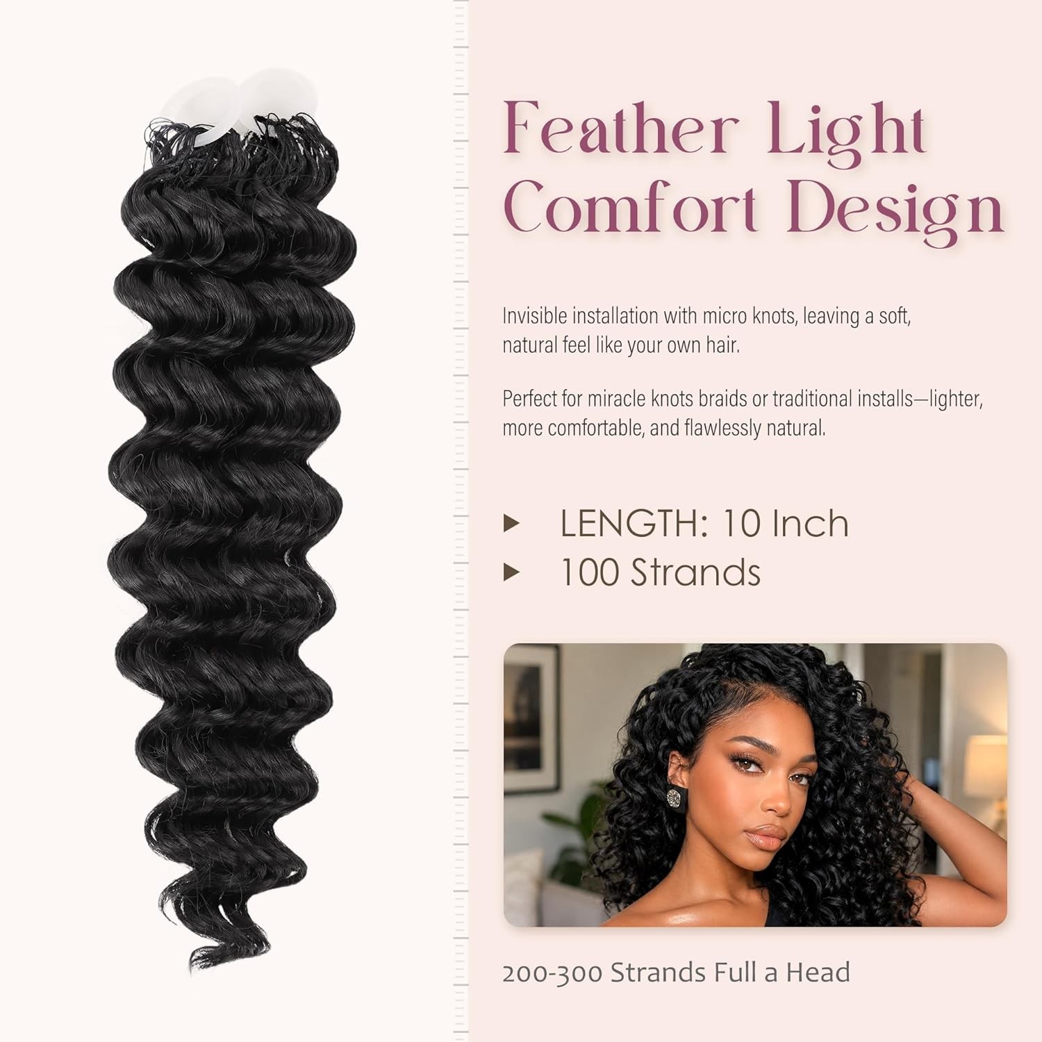 Human Crochet Hair Ocean Wave Miracle Knots hair Extensions 50 strands per pack