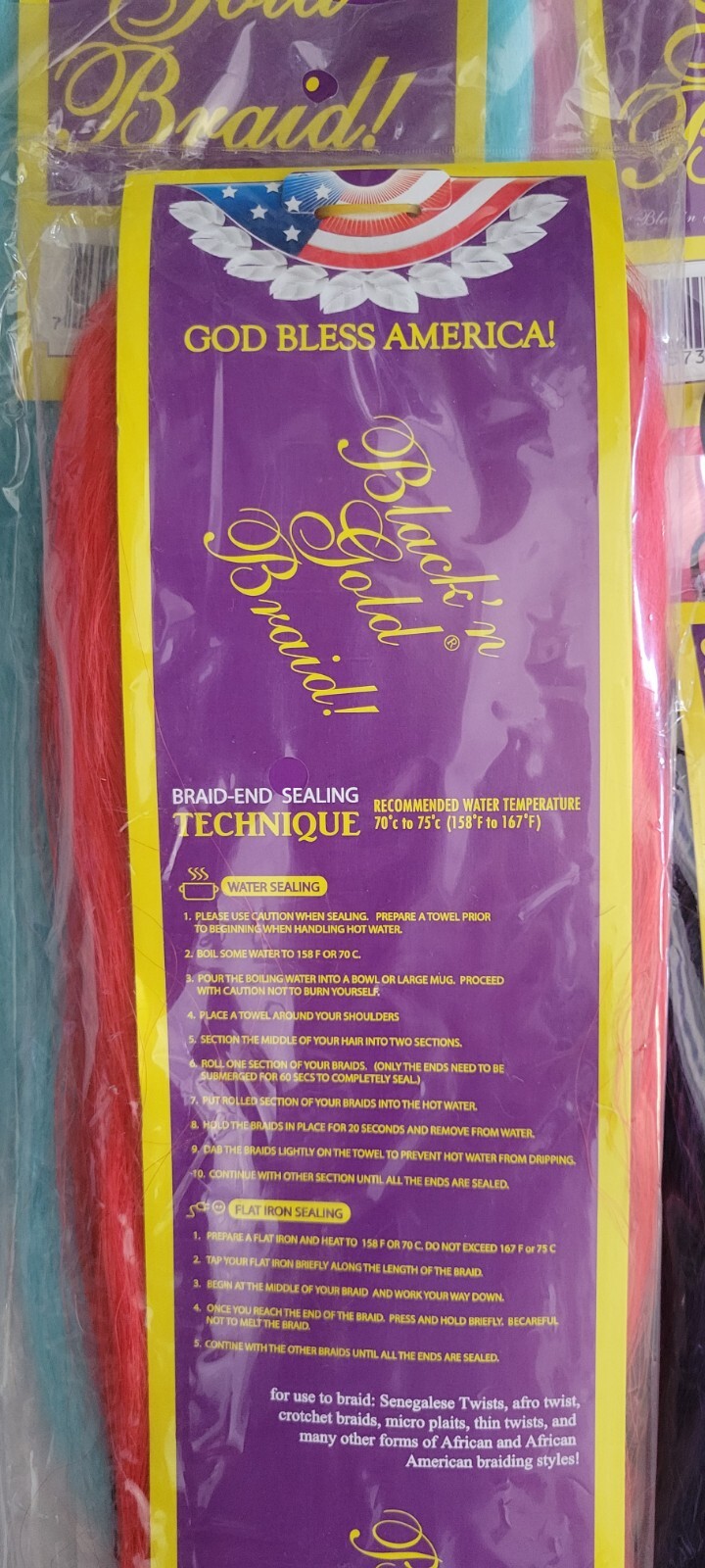 (4 MULTI PACK) BLACK’ N GOLD BRAIDING HAIR 100% KANEKALON HAIR EXTENSION SOFT