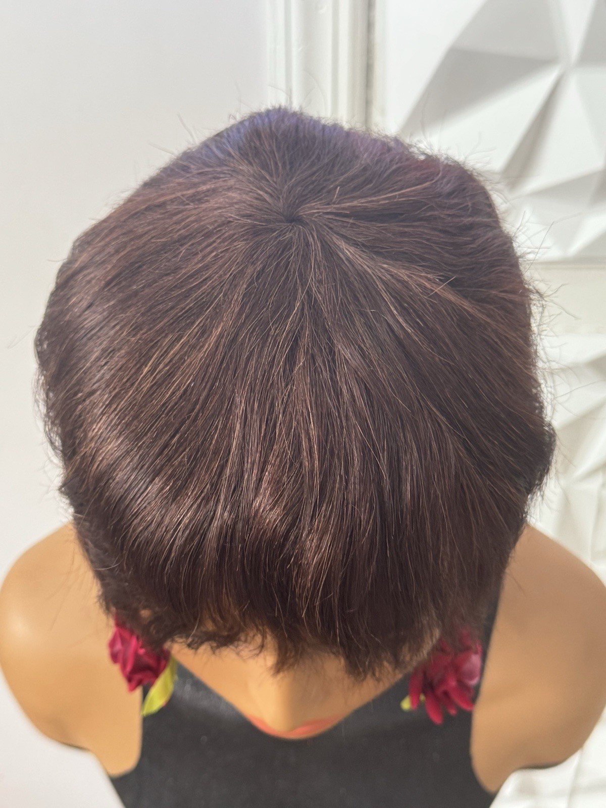 100% Human Hair Dark Brown Pixie Cut Wig Short Bangs Classic Cap One Size