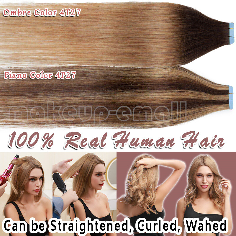 Thick Tape In 100g Balayage Ombre Remy Human Hair Extensions Invisible Skin Weft