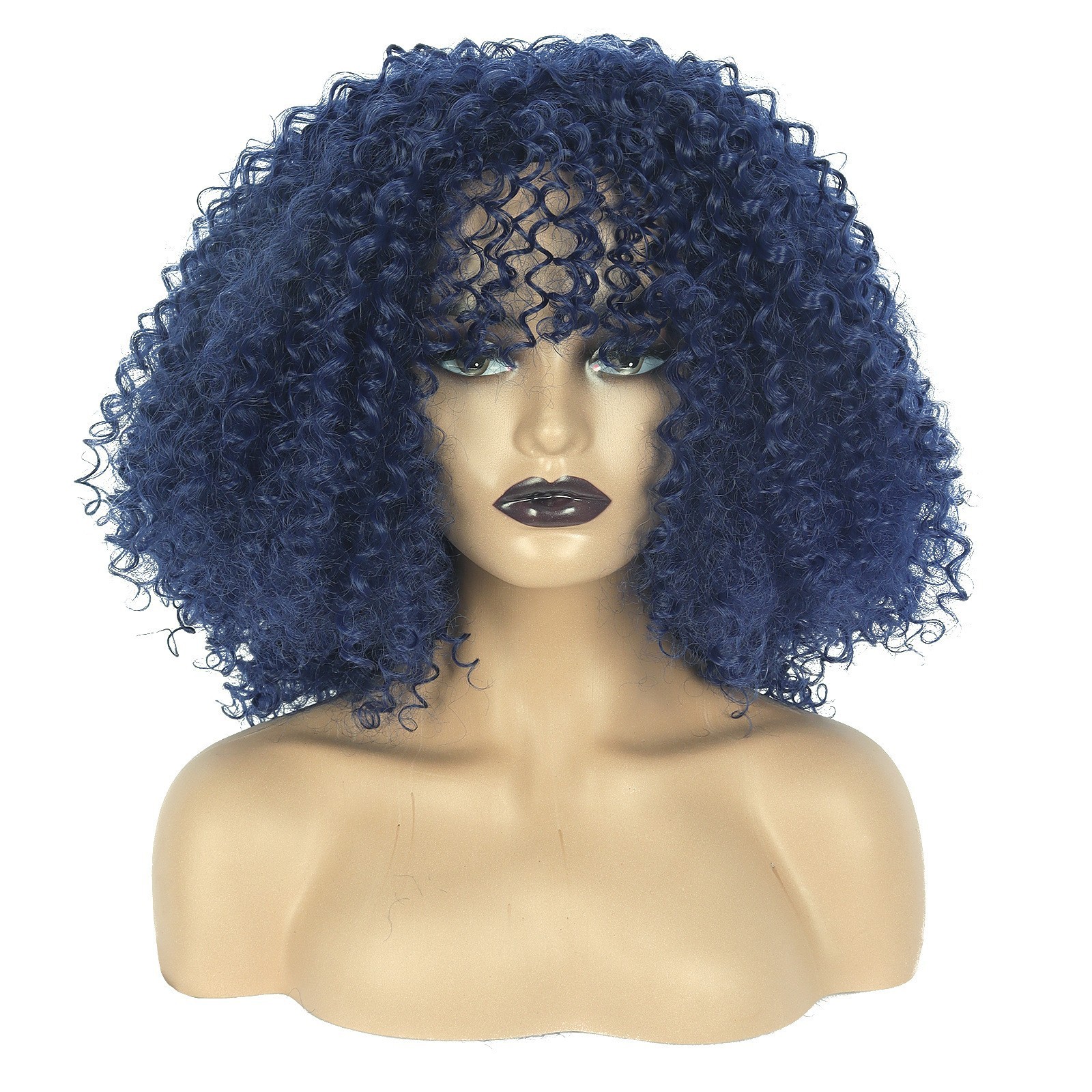 Multi-color Afro Kinky Curly Short Wig Synthetic Full Head Wig For Women