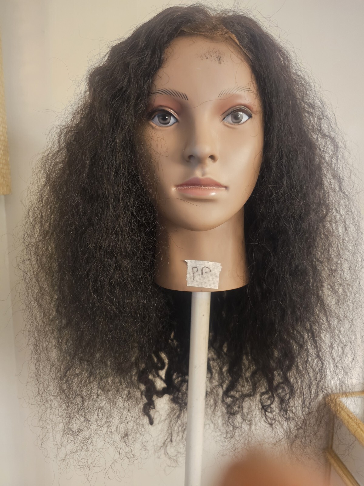 High Quality regular Top Black 20″ curly 150% Virgin Human Hair Lace Wig