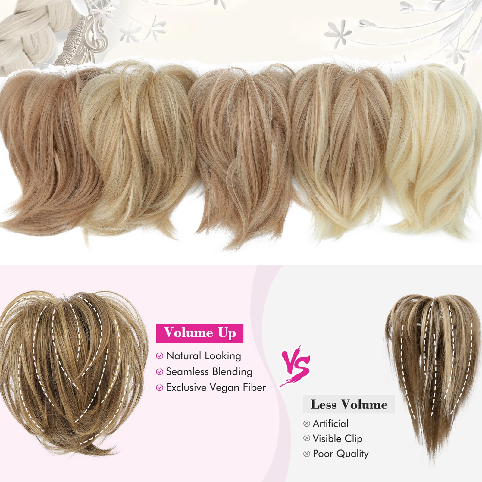 Natural Short Claw Clip Ponytail Messy Bun Hair Piece Bendable Updo Extensions
