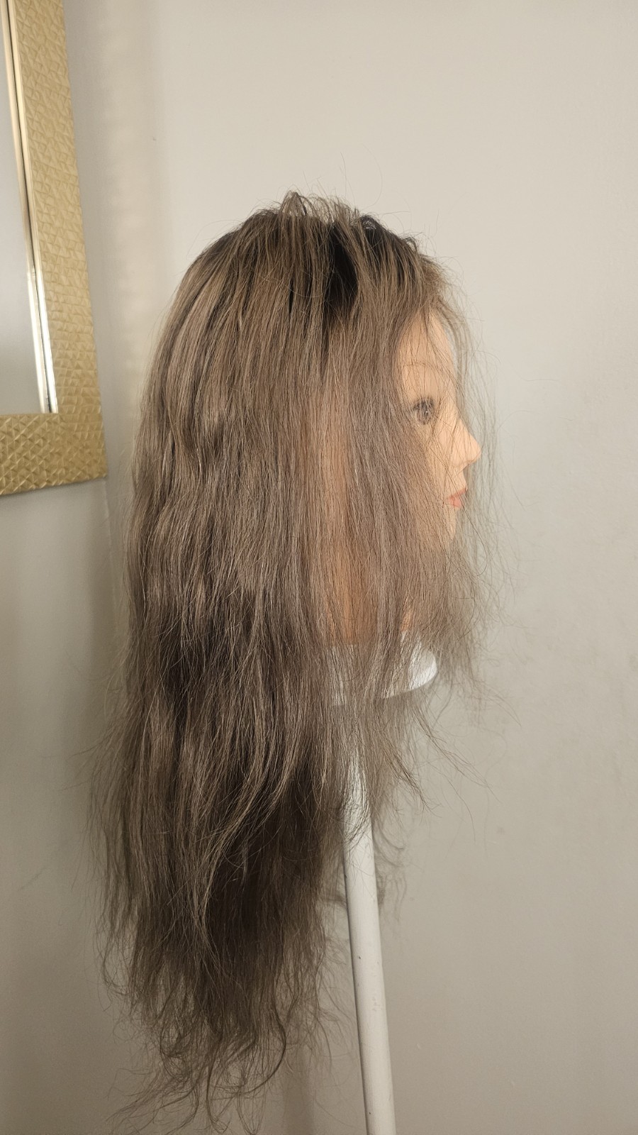 High Quality regular Top 22 to 24″ grey curly 100% Virgin Human Hair Lace Wig