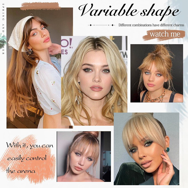 Thin Neat Bangs AS Remy Human Hair Extensions Clip in on Fringe Front Hairpieces