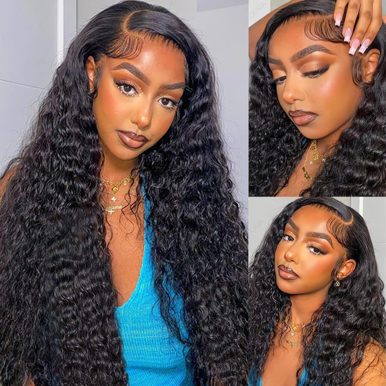 12A Deep Wave Human Hair Bundles 22 24 26 Inch Deep Curly Bundles Human G1N