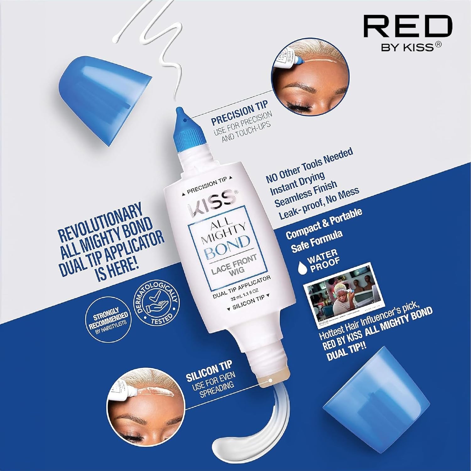 Wig Glue Water Resistant Strong Hold Fast Drying Safe for Sensitive Skin