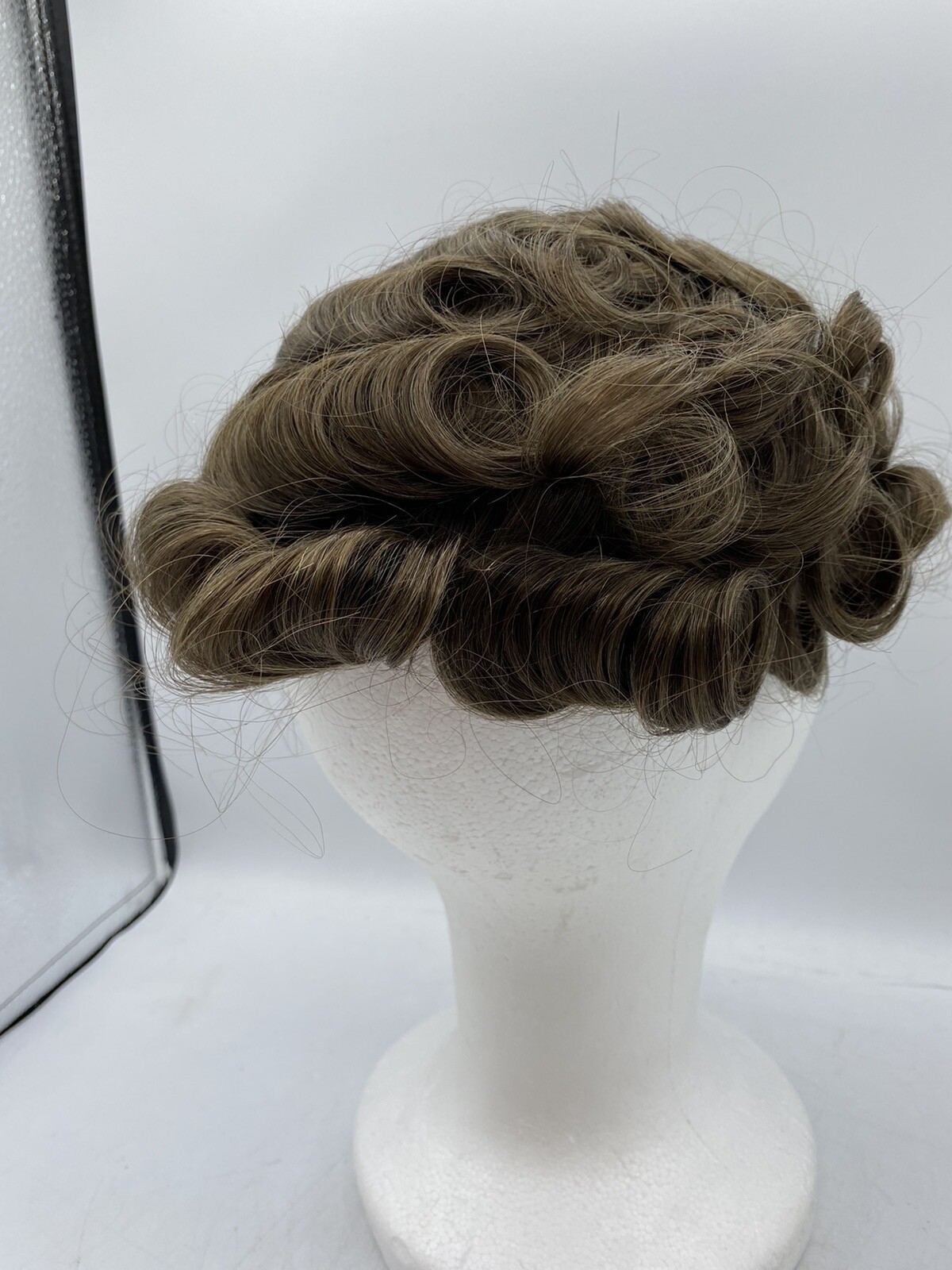 LLwear Human Hair, Soft Thin Skin, 0.03mm V-loop Knot Toupee Wig, 8x10in, Wavy