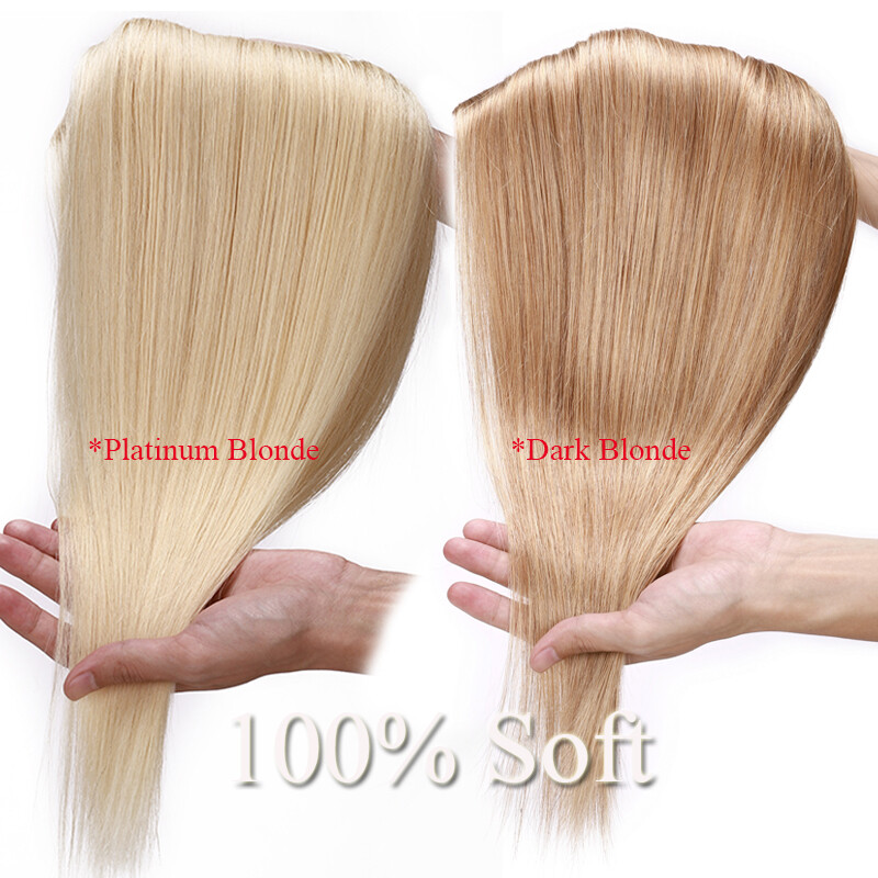 Soft Silky One Piece 100% Remy Human Hair Clip In 3/4 Full Head Extensions THICK